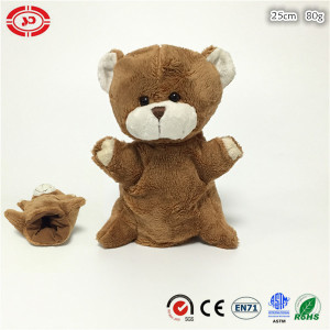 Soft Coffee Color Plush Stuffed Fancy Bear Hand Puppet